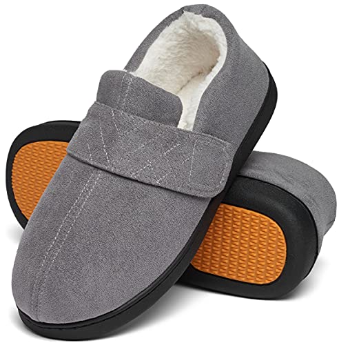 Mishansha Warme Hausschuhe Herren Winter Pantoffeln Herren Hausschuh Männer Memory Foam Slippers Geschlossen Fell Hauspantoffeln Kadettengrau,Gr.46 von Mishansha
