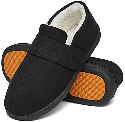 Mishansha Warme Hausschuhe Herren Winter Pantoffeln Herren Hausschuh Männer Memory Foam Slippers Geschlossen Fell Hauspantoffeln Rosine Schwarz,Gr.45 von Mishansha