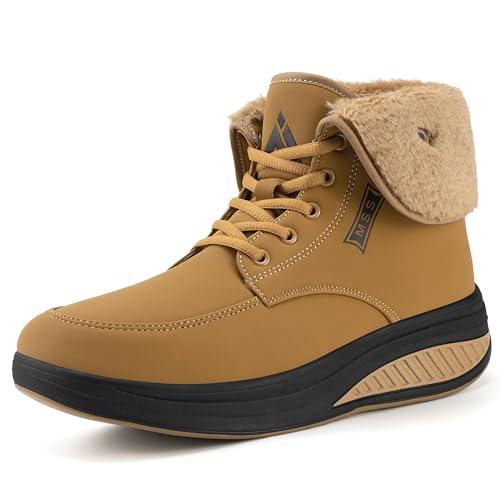 Mishansha Wasserdicht Winterstiefel Damen Warm Schneestiefel rutschfest Winterschuhe, Warme Gelb 37 EU von Mishansha