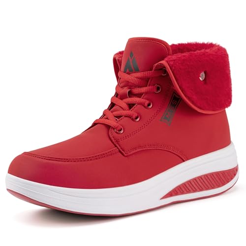 Mishansha Wasserdicht Winterstiefel Damen Warm Schneestiefel rutschfest Winterschuhe, Warme Rot 38 EU von Mishansha