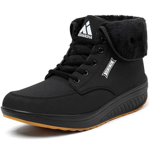 Mishansha Wasserdicht Winterstiefel Damen Warm Schneestiefel rutschfest Winterschuhe, Warme Schwarz 36 EU von Mishansha