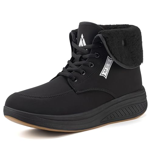 Mishansha Wasserdicht Winterstiefel Damen Warm Schneestiefel rutschfest Winterschuhe, Warme Schwarz 37 EU von Mishansha
