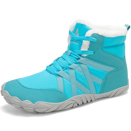 Mishansha Winter Barfußschuhe Herren Damen Warm Gefüttert Winterstiefel Bequem rutschfest Winterschuhe, Azurblau 41 von Mishansha