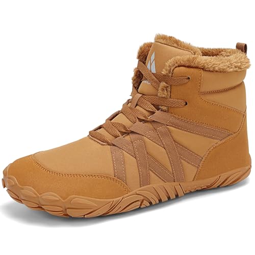 Mishansha Winter Barfußschuhe Herren Damen Warm Gefüttert Winterstiefel Bequem rutschfest Winterschuhe, Braun 45 von Mishansha