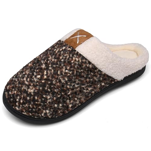 Mishansha Winter Hausschuhe Herren Gefüttert Pantoffeln Damen Warm Slippers Memory Foam Plüsch Kaffee 46/47 von Mishansha
