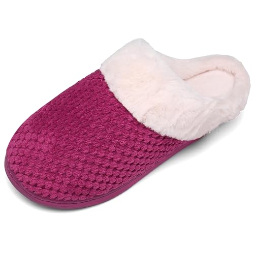 Mishansha Winter Hausschuhe Herren Gefüttert Pantoffeln Damen Warm Slippers Memory Foam Plüsch Rose Rot 36/37 von Mishansha