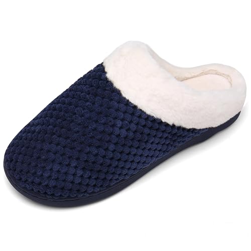 Mishansha Winter Hausschuhe Herren Gefüttert Pantoffeln Damen Warm Slippers Memory Foam Plüsch Tiefes Blau 36/37 von Mishansha