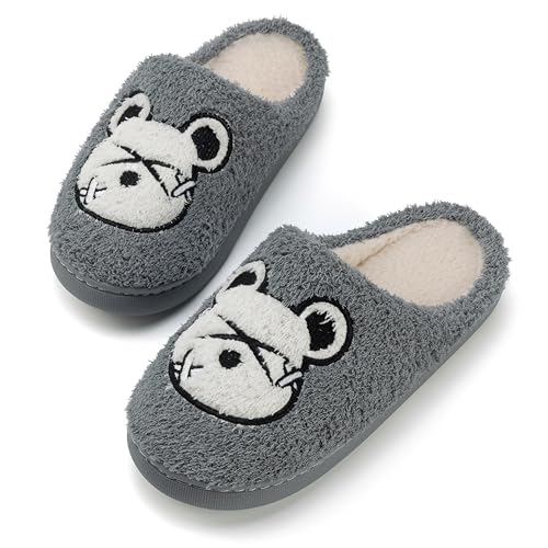 Mishansha Winter Hausschuhe für Damen Herren Warme Plüsch Pantoffeln Bequeme Memory Foam Slippers Plüsch Grau 39-40 EU von Mishansha