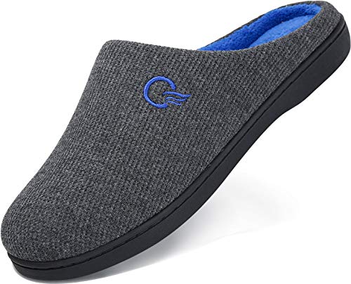 Mishansha Winter Herren Pantoffeln Atmungsaktiv Rutschfester Verschleißfest Warm Slipper Männer Memory Foam Hausschuhe für Indoor & Outdoor Dunkelgrau M 46/47 EU (310mm) von Mishansha