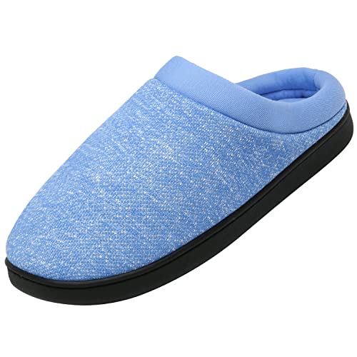 Mishansha Winter Pantoffeln Mann rutschfeste Bequeme Hausschuhe für Frau Warme Plüsch Memory Foam Indoor Slippers, Blau 37 EU von Mishansha