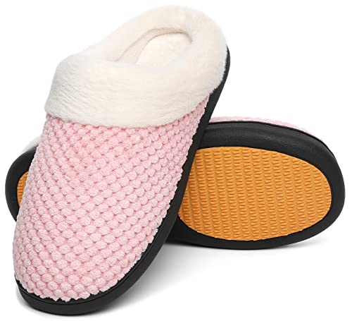 Mishansha Winter Wärme Hausschuhe Damen Memory Foam Pantoffeln Weich Bequem Gefüttert Slippers für Indoor & Outdoor, Krepp Rosa 41 EU von Mishansha