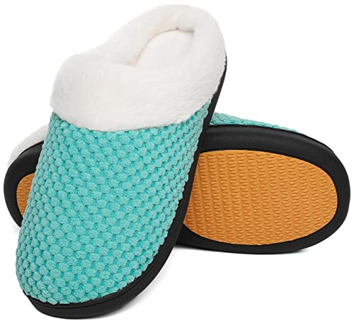 Mishansha Winter Wärme Hausschuhe Damen Memory Foam Pantoffeln Weich Bequem Gefüttert Slippers für Indoor & Outdoor, Minz Grün 37 EU von Mishansha