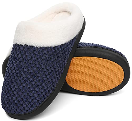 Mishansha Winter Wärme Hausschuhe Herren Damen Memory Foam Pantoffeln Weich Bequem Gefüttert Slippers für Indoor & Outdoor, Tiefes Blau 42 EU von Mishansha