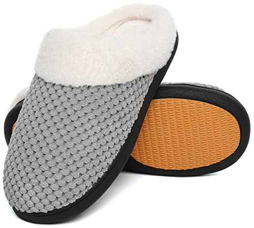 Mishansha Winter Wärme Hausschuhe Herren Damen Memory Foam Pantoffeln Weich Bequem Gefüttert Slippers für Indoor & Outdoor, Wolken Grau 39 EU von Mishansha