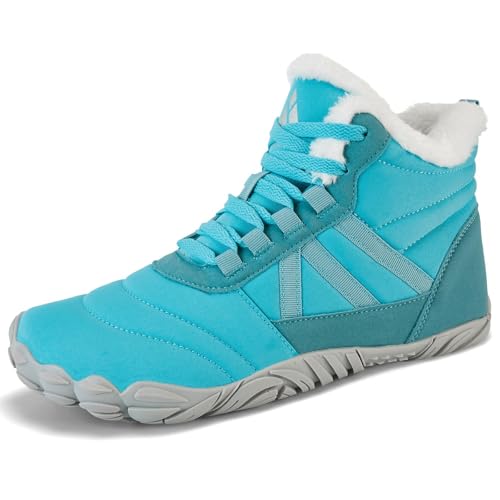 Mishansha Winterschuhe Barfußschuhe Damen Winter Gefüttert Winterstiefel Barfusschuhe Warm Wasserabweisend Winterboots Outdoor Schneeschuhe Himmel Blau EU Gr.38 von Mishansha