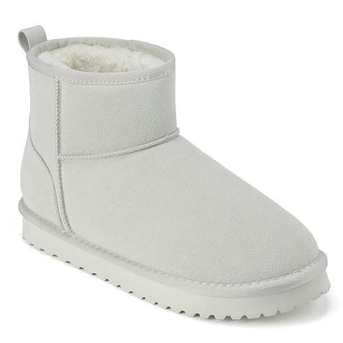 Mishansha Winterschuhe Damen Boots Gefüttert Stiefeletten Warm Winterstiefel Beige Weiß 39 EU von Mishansha