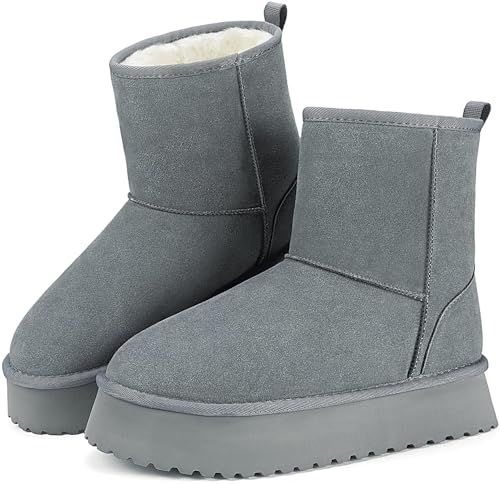 Mishansha Winterschuhe Damen Boots Gefüttert Winterstiefel Warm Schneestiefel Rutschfeste Dunkelgrau 37 EU von Mishansha