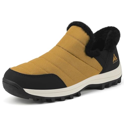 Mishansha Winterschuhe Damen Gefüttert, Rutschfest Warme Slip-on Winterstiefel für Frauen Outdoor, Braun 41 EU von Mishansha