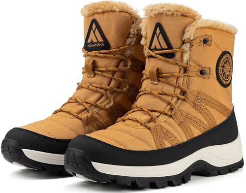 Mishansha Winterschuhe Damen Gefüttert Schneestiefel Warm Outdoor Winter Boots, Braun 37 von Mishansha