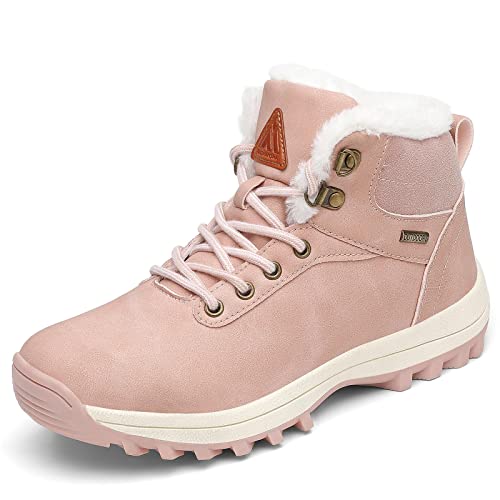 Mishansha Winterschuhe Damen Gefüttert Winterstiefel Rutschfest Outdoor Wanderschuhe Wasserdicht Winter Boots Schneestiefel Lavendel Rosa,Gr.40 von Mishansha