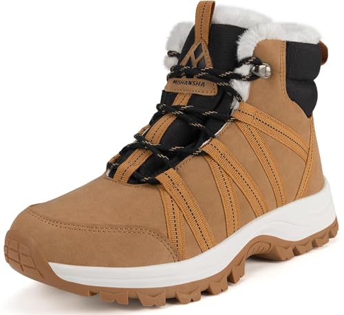 Mishansha Winterschuhe Damen Gefüttert Winterstiefel Warm Wasserdicht Wanderschuhe Rutschfeste Outdoor Hellbraun 36 EU von Mishansha