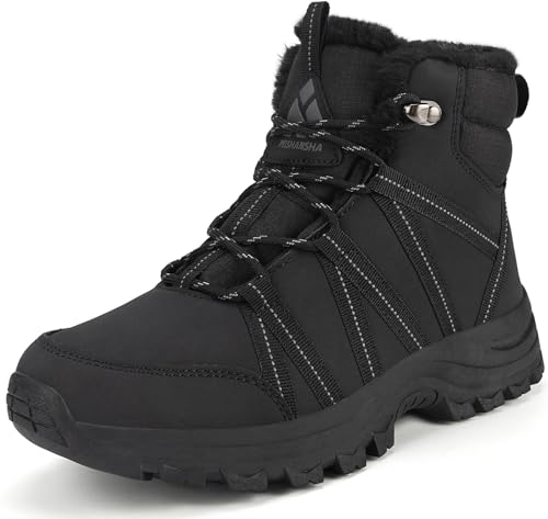 Mishansha Winterschuhe Damen Gefüttert Winterstiefel Warm Wasserdicht Wanderschuhe Rutschfeste Outdoor Schwarz 39 EU von Mishansha