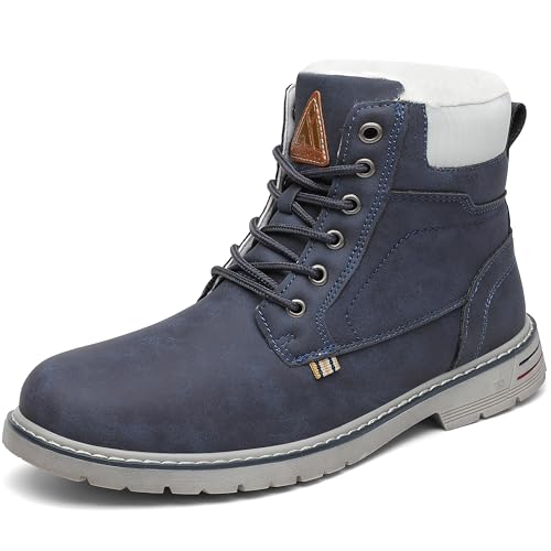 Mishansha Winterschuhe Damen Leder Kurzschaft Stiefel Winter Frauen Trekking Wanderschuhe Rutschfes Wasserdicht Boots Dunkelblau Gr.38 von Mishansha