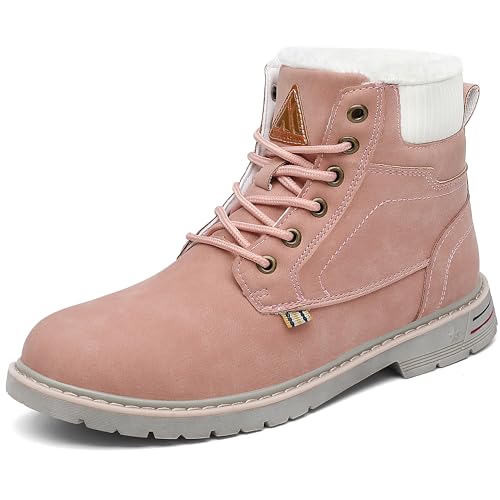Mishansha Winterschuhe Damen Leder Kurzschaft Stiefel Winter Frauen Trekking Wanderschuhe Rutschfes Wasserdicht Boots Pink Gr.41 von Mishansha