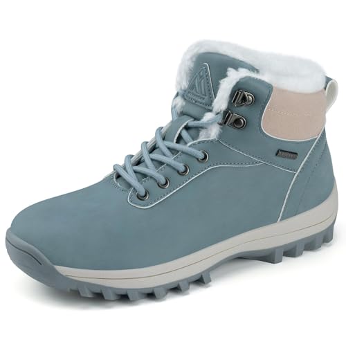 Mishansha Winterschuhe Damen Warm Gefüttert Rutschfest Winterstiefel Outdoor Trekking Winterboots Blau EU 41 von Mishansha