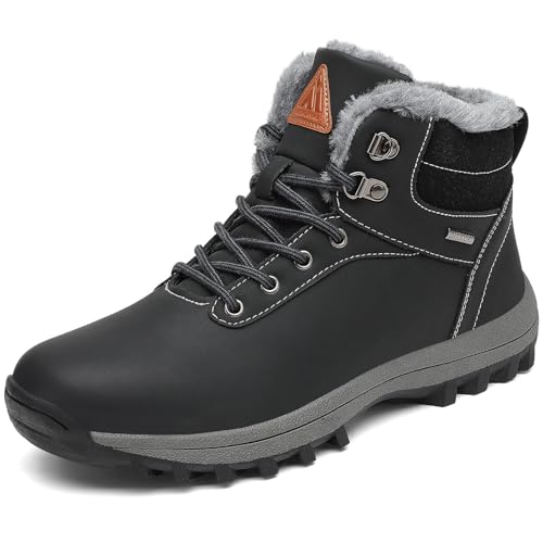 Mishansha Winterschuhe Damen Warm Gefüttert Rutschfest Winterstiefel Outdoor Trekking Winterboots Schwarz EU 38 von Mishansha