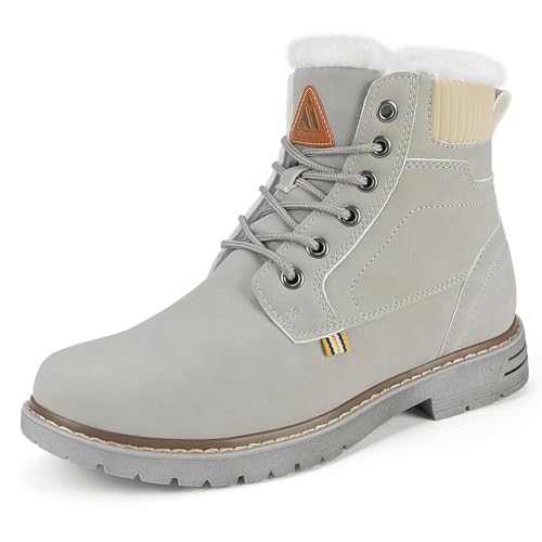 Mishansha Winterschuhe Damen Warme Gefüttert Winterstiefel Frauen Stiefeletten Grau Gr.38 von Mishansha