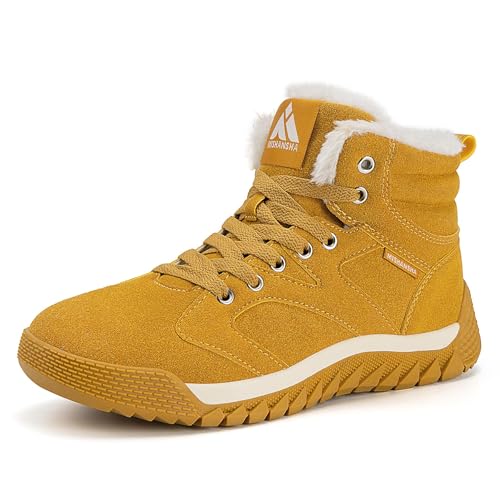 Mishansha Winterschuhe Damen Winterstiefel Gefüttert Schneestiefel Rutschfest Stiefeletten Warm Schuhe Winter Gelb 37 EU von Mishansha