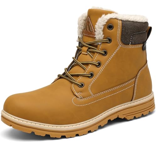 Mishansha Winterschuhe Herren Gefüttert Winterstiefel Damen Outdoor Wanderschuhe Warm rutschfest Schneestiefel Hellbraun 46 EU von Mishansha
