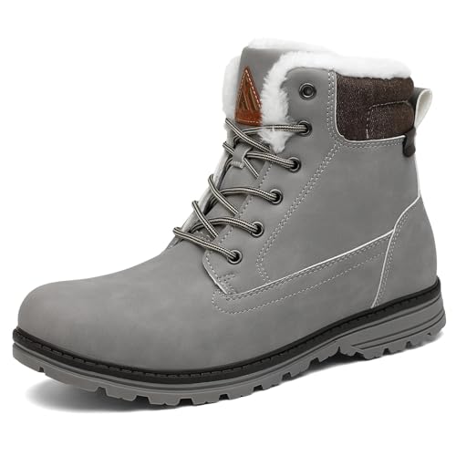 Mishansha Winterschuhe Herren Gefüttert Winterstiefel Damen Outdoor Wanderschuhe Warm rutschfest Schneestiefel Hellgrau 43 EU von Mishansha