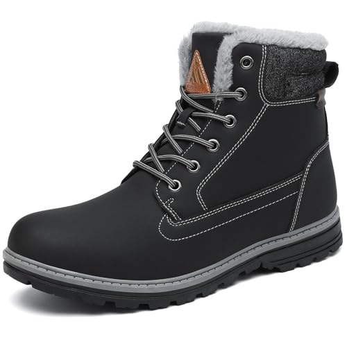 Mishansha Winterschuhe Herren Gefüttert Winterstiefel Damen Outdoor Wanderschuhe Warm rutschfest Schneestiefel Tiefschwarz 44 EU von Mishansha