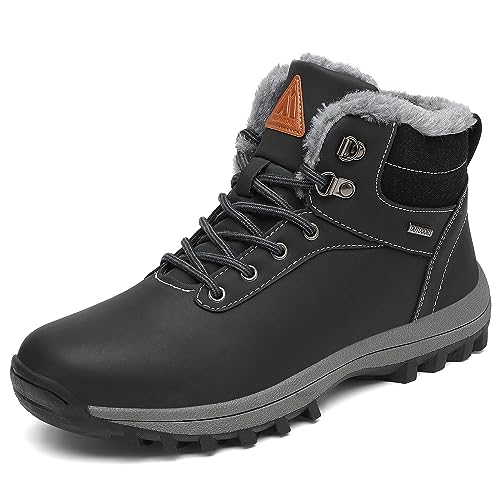 Mishansha Winterschuhe Herren Gefüttert Winterstiefel Damen Warm WinterBoots Wasserfeste Schwarz 44 von Mishansha