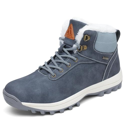 Mishansha Winterschuhe Herren Gefüttert Winterstiefel Damen Winterboots Rutschfest Wanderschuhe Winter Boots Wasserdicht Trekkingschuhe Schneestiefel Dunkelblau,Gr.42 von Mishansha