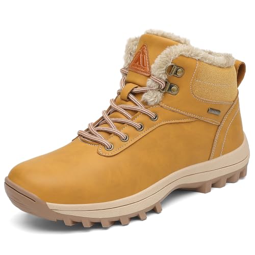 Mishansha Winterschuhe Herren Gefüttert Winterstiefel Damen Winterboots Rutschfest Wanderschuhe Winter Boots Wasserdicht Trekkingschuhe Schneestiefel Gelb,Gr.45 von Mishansha