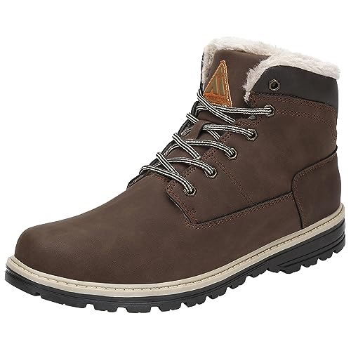 Mishansha Winterschuhe Herren Stiefel Warm Gefüttert Boots Männer Winter Schuhe Wasserdicht Arbeitsstiefel Outdoor Schneestiefel Braun Gr.42 EU von Mishansha