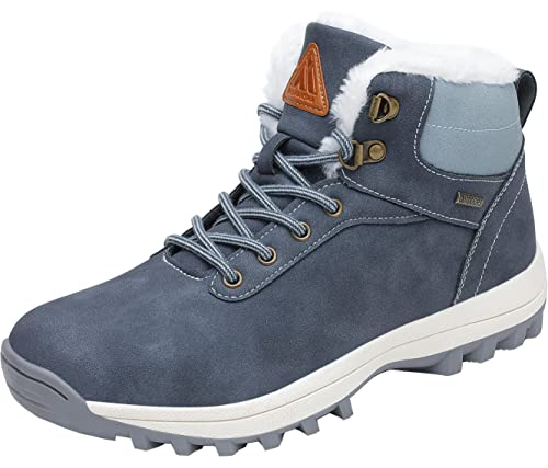Mishansha Winterschuhe Herren Warm Gefüttert Winterstiefel Wasserdicht Leichte Winterboots Flach Winter Boots rutschfest Outdoor Kurz Stiefel für Männer Ägäisches Blau 42 EU von Mishansha