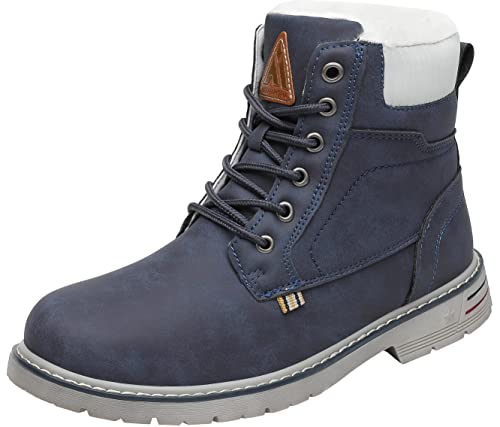 Mishansha Winterschuhe Herren Warm Gefüttert Winterstiefel Wasserdicht Leichte Winterboots Flach Winter Boots rutschfest Outdoor Kurz Stiefel für Männer Lapisblau 40 EU von Mishansha