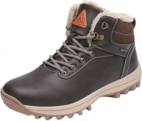 Mishansha Winterschuhe Herren Warm Gefüttert Winterstiefel Wasserdicht Leichte Winterboots Flach Winter Boots rutschfest Outdoor Kurz Stiefel für Männer Mokkabraun 41 EU von Mishansha