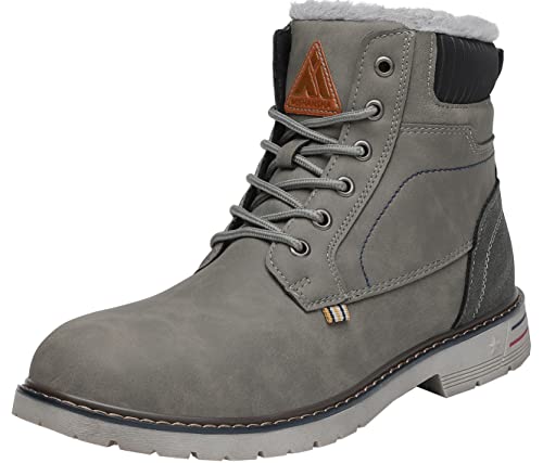 Mishansha Winterschuhe Herren Warm Gefüttert Winterstiefel Wasserdicht Leichte Winterboots Flach Winter Boots rutschfest Outdoor Kurz Stiefel für Männer Wolkengrau 44 EU von Mishansha