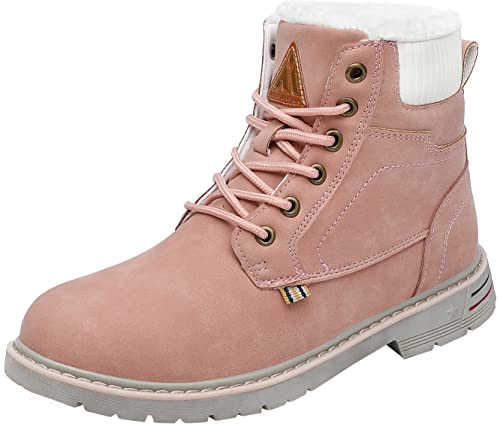 Mishansha Winterschuhe Herren Warm Gefüttert Winterstiefel Wasserdicht Leichte Winterboots Flach Winter Boots rutschfest Outdoor Kurz Stiefel für Männer Erröten Rosa 38 EU von Mishansha