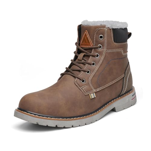Mishansha Winterschuhe Herren Wasserdicht Klassische Boots Outdoor Kurzschaft Stiefel Freizeit Winterstiefel Braun Gr.44 von Mishansha
