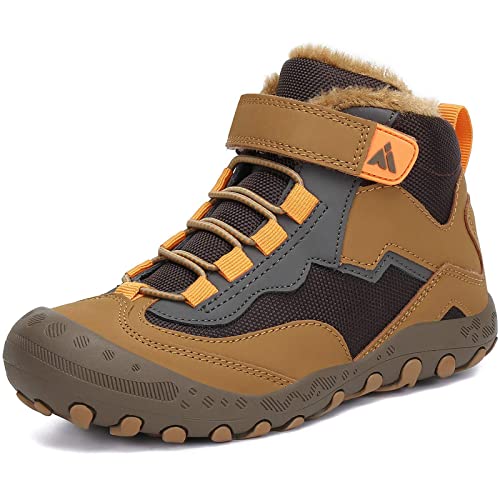 Mishansha Winterschuhe Jungen Winterstiefel Mädchen Schneestiefel Kinder Winterschuhe Gefüttert Winterboots Kinderschuhe Winter Schuhe Kinder Boots Braun Schwarz,Gr.29 von Mishansha