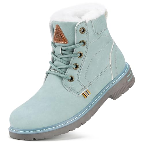 Mishansha Winterschuhe Kinder Warme Stiefeletten Gefüttert Winterstiefel Wasserdichte Jungen Mädchen Schneestiefel Rutschfeste Hellblau 24 EU von Mishansha