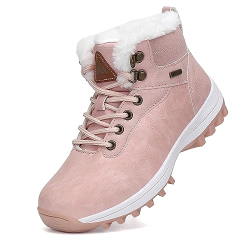 Mishansha Winterschuhe Mädchen Warme Schneestiefel Outdoor Wanderstiefel Wasserdicht Winterstiefel Pink Rosa Gr.24 von Mishansha