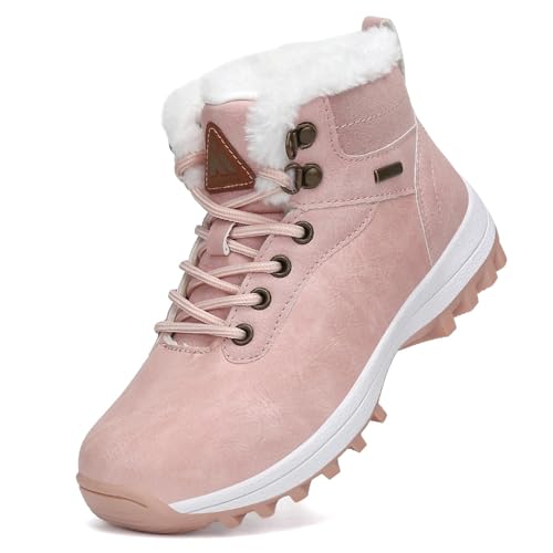 Mishansha Winterschuhe Mädchen Winterstiefel Jungen Kinderschuhe Schneestiefel Kinder Winterboots Wanderstiefel Outdoor Rutschfest Kinderstiefel Pink,Gr.24 von Mishansha