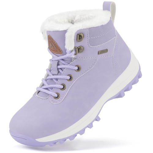 Mishansha Winterschuhe Mädchen Winterstiefel Jungen Kinderschuhe Schneestiefel Kinder Winterboots Wanderstiefel Outdoor Rutschfest Kinderstiefel Violett,Gr.32 von Mishansha
